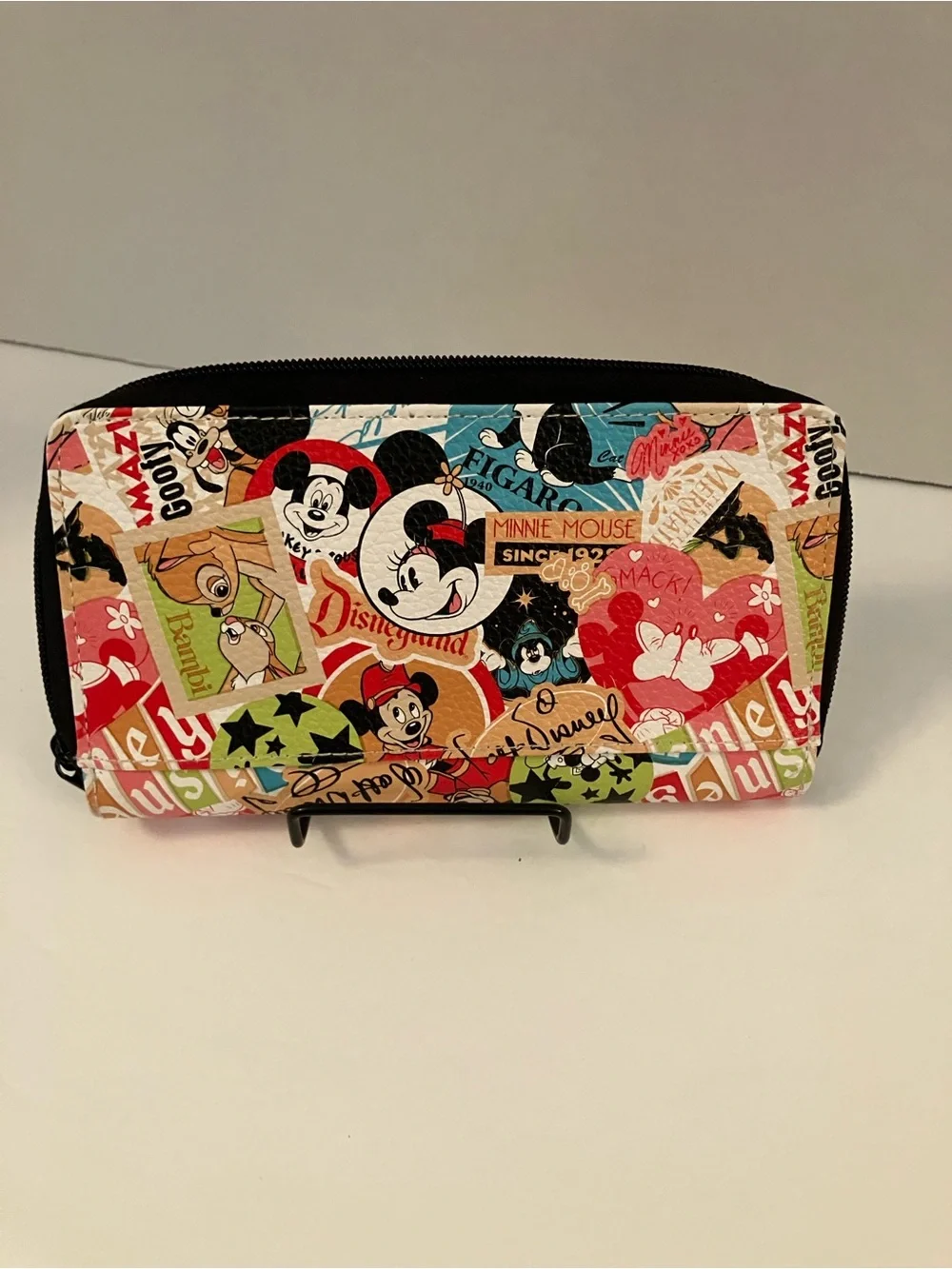 Disney Collage Zip Wallet - Black, Red, Cream, Blue